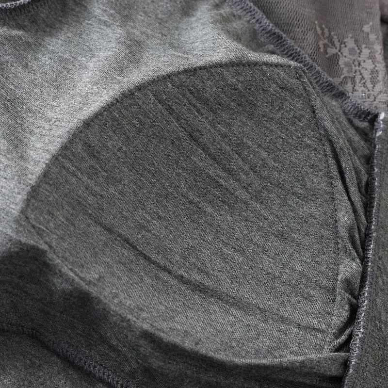 Grey Lace Top With Pads Pajama Set
