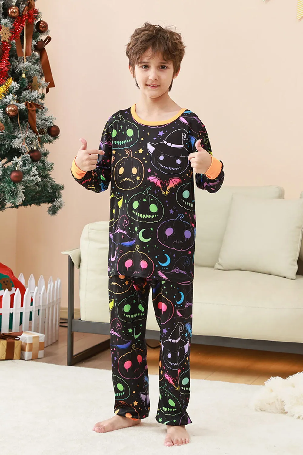 Halloween Family Pumpkin Printed Pajamas Set