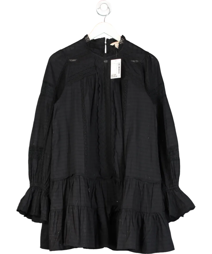 H&M Blue Cotton Lace Trimmed Dress UK XS