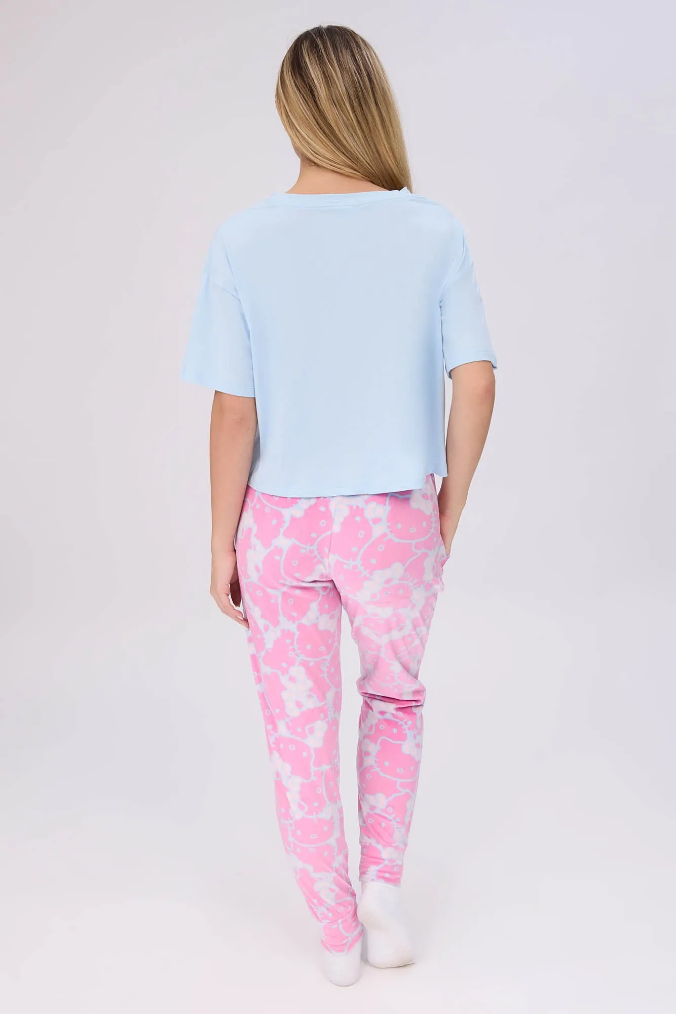 Hello Kitty Super Soft Pajama Tee And Velour Pajama Jogger 2-Piece Set