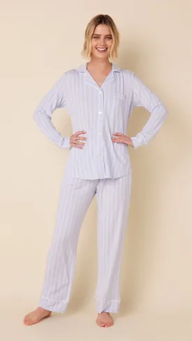 Heritage Stripe Pima Knit Long-Sleeved Pajama - Blue