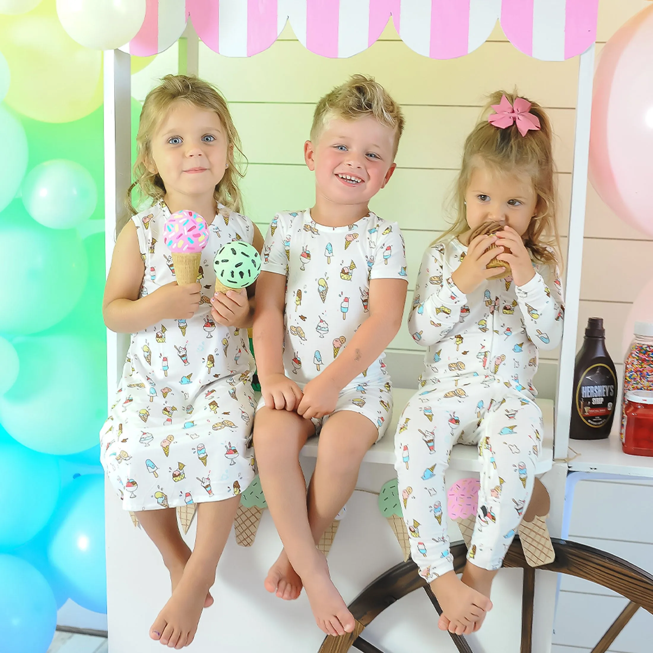 Ice Cream Bamboo Kids Pajama Short Set