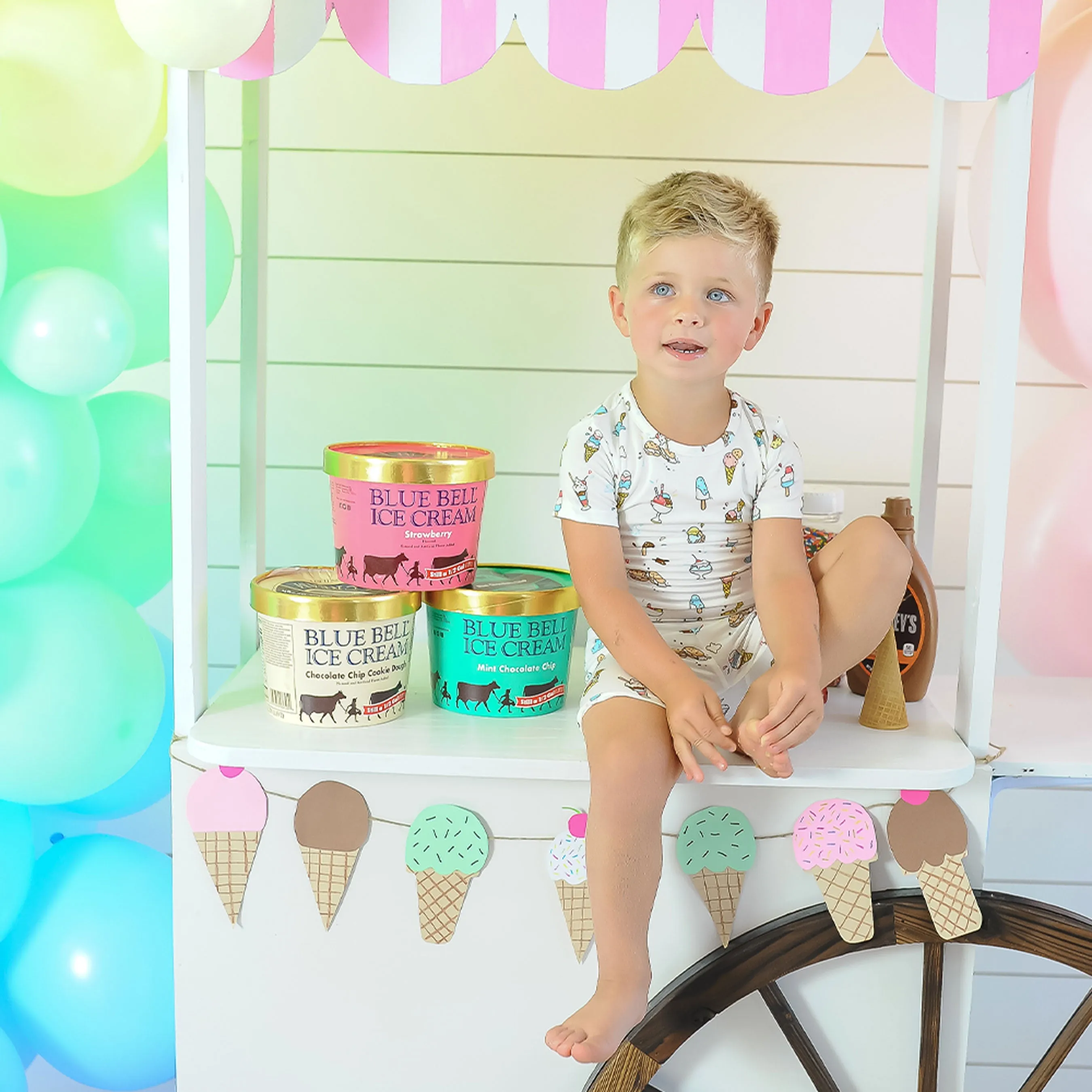 Ice Cream Bamboo Kids Pajama Short Set