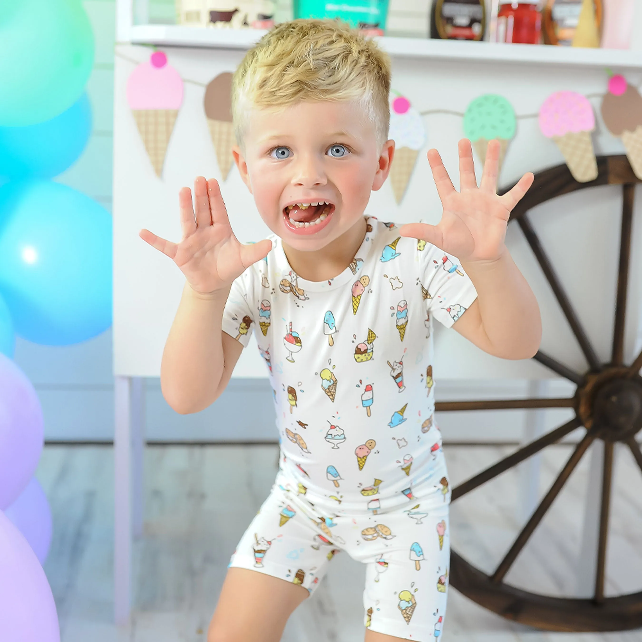 Ice Cream Bamboo Kids Pajama Short Set