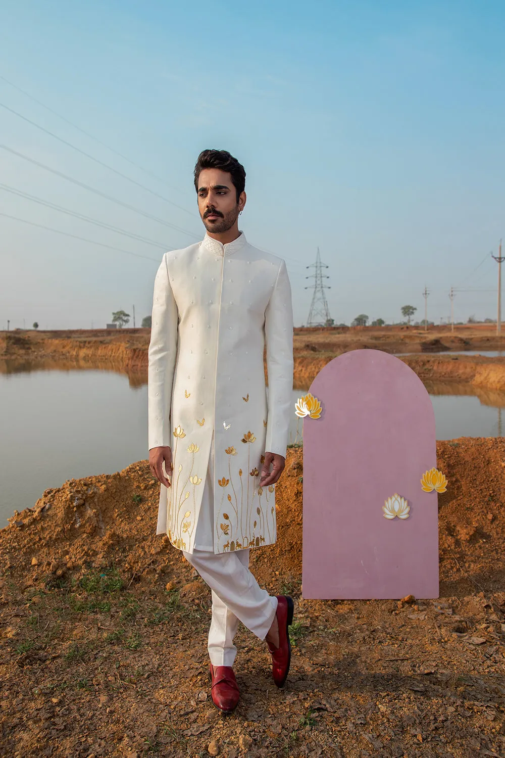 Ivory Bloom Sherwani Set