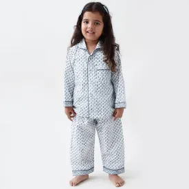 Jade Blockprint Pajama Set (Indigo)