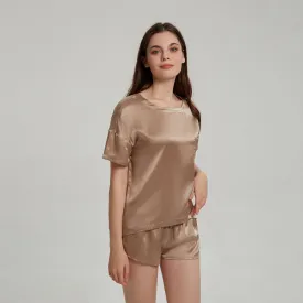 Khaki Washable Silk Tee Set