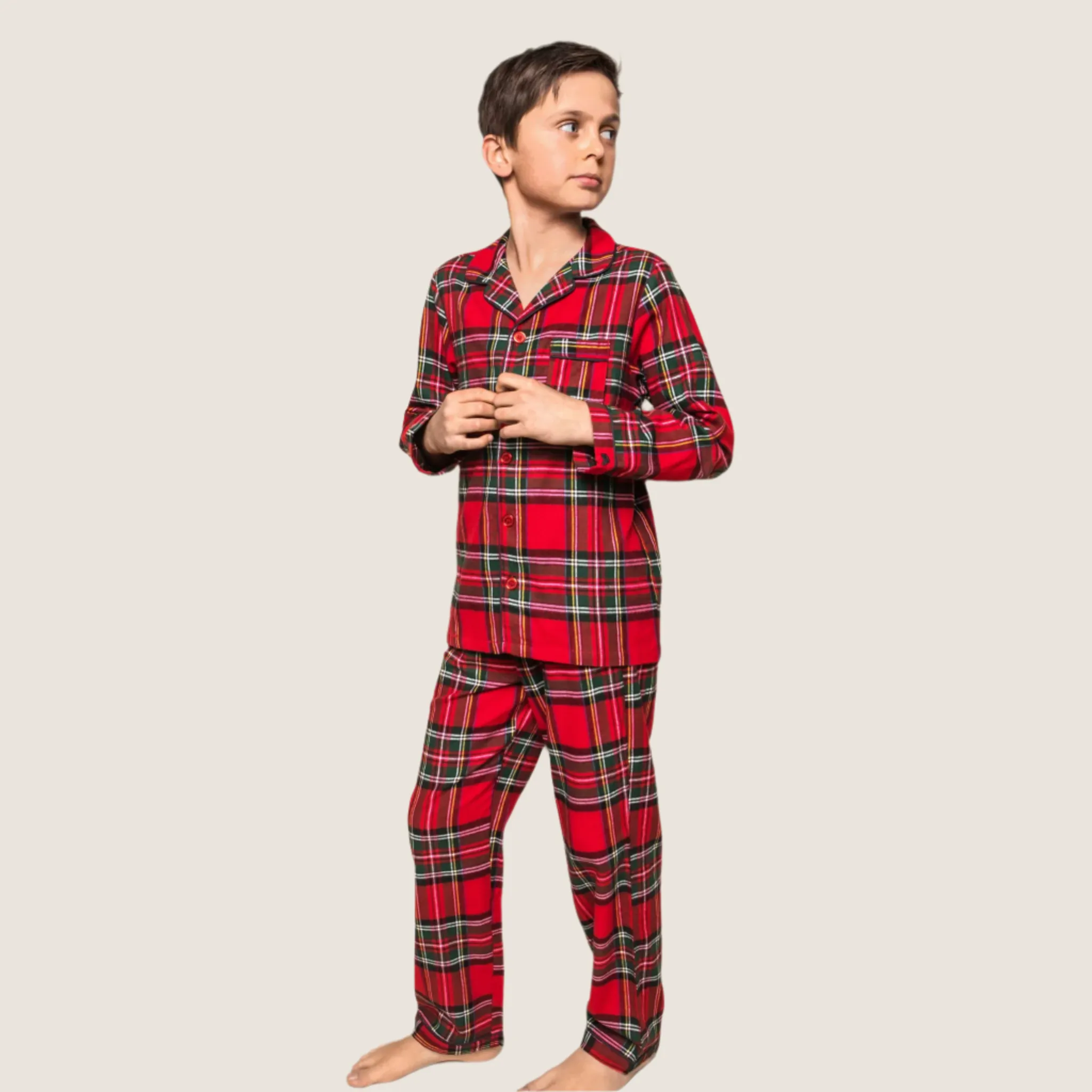 Kid's Brushed Cotton Pajama Set in Imperial Tartan