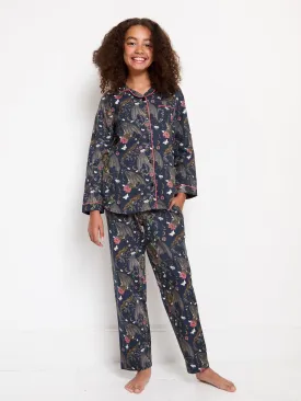 Kids Cotton Traditional Pyjamas Black Bats