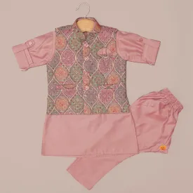 Kids Kurta Pajama with Regal Pattern Jacket