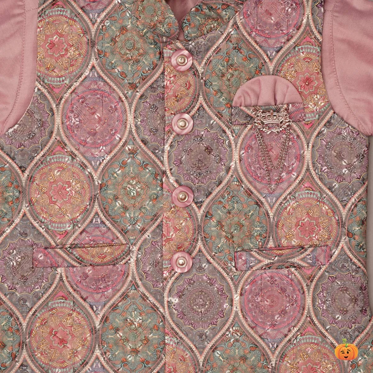 Kids Kurta Pajama with Regal Pattern Jacket
