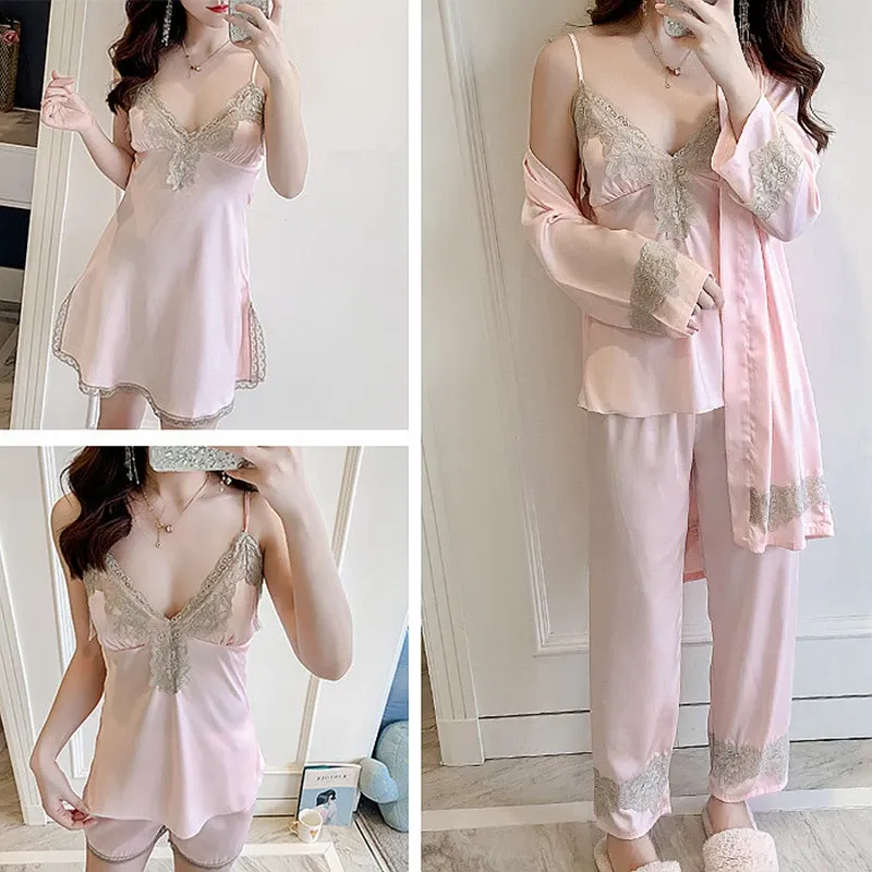 Lace Satin Pajama Set