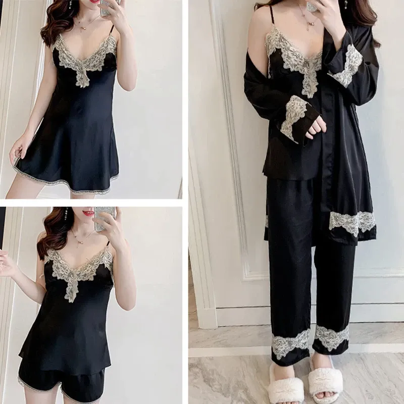 Lace Satin Pajama Set