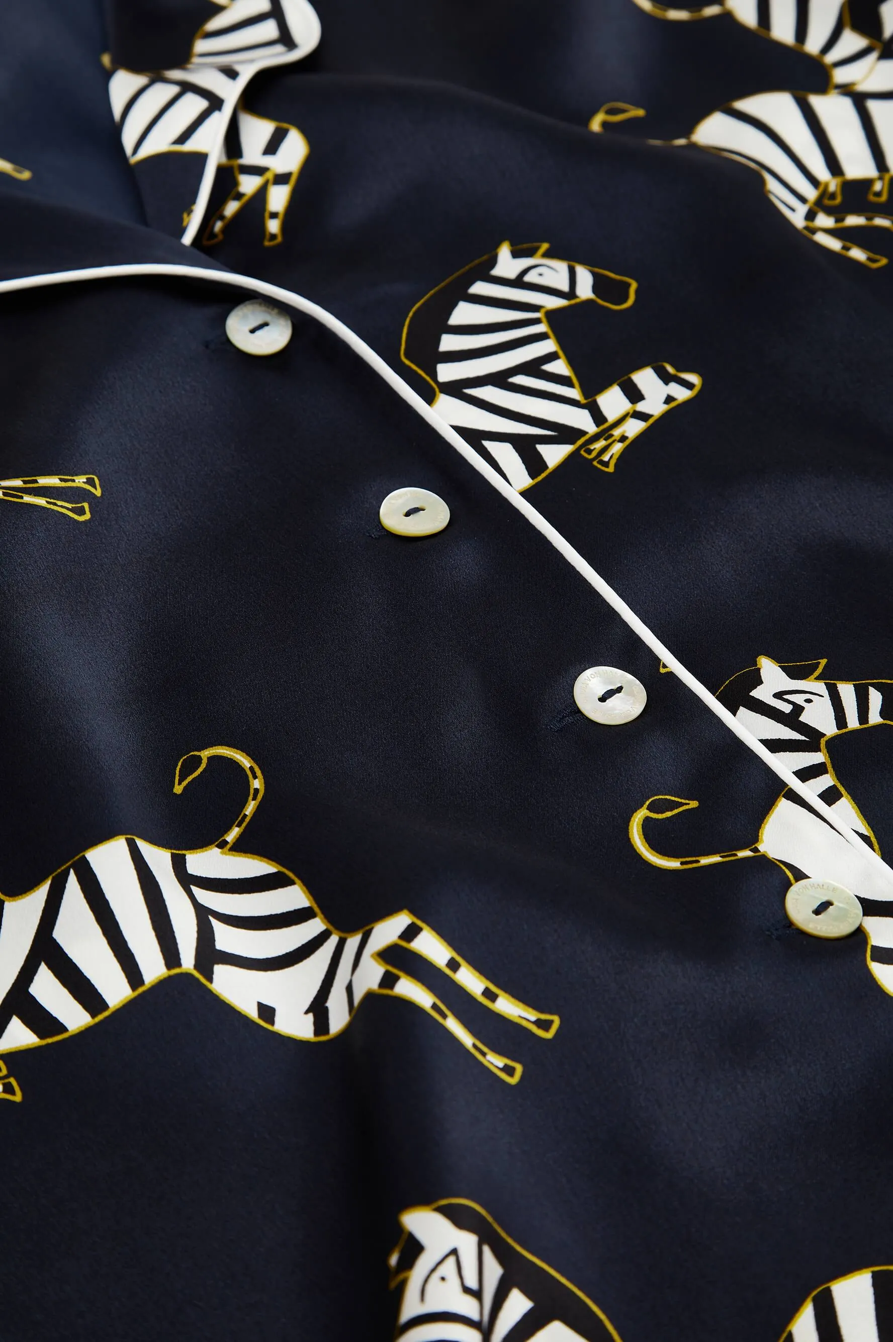 Lila Zizi Navy Pajamas in Silk Satin