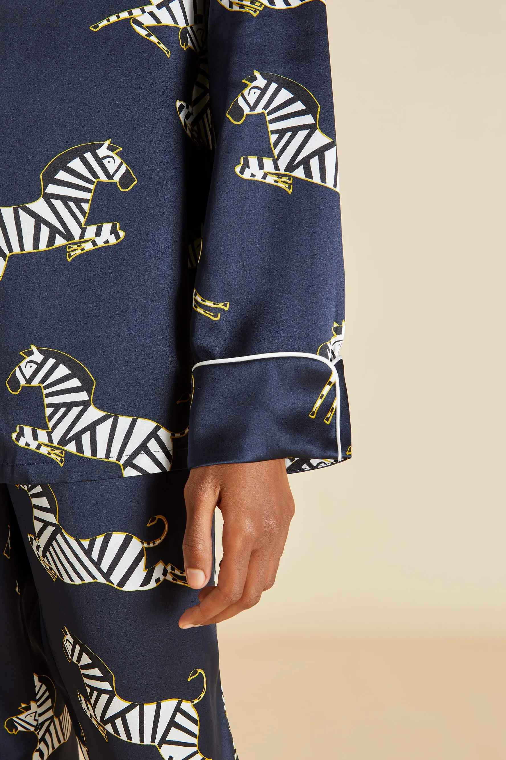 Lila Zizi Navy Pajamas in Silk Satin