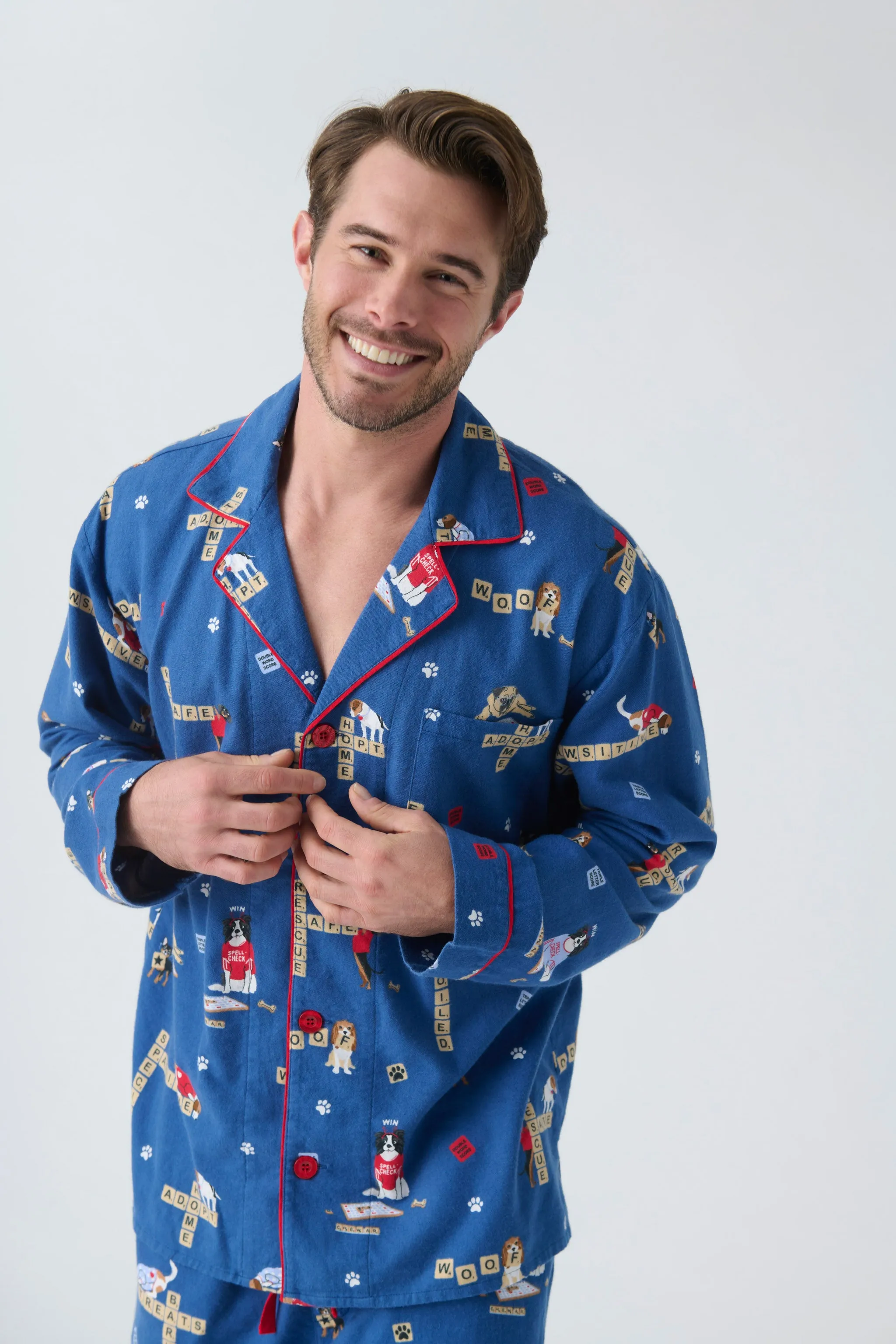 Love Leo Dog Rescue Cozy Men's Flannel PJ Set