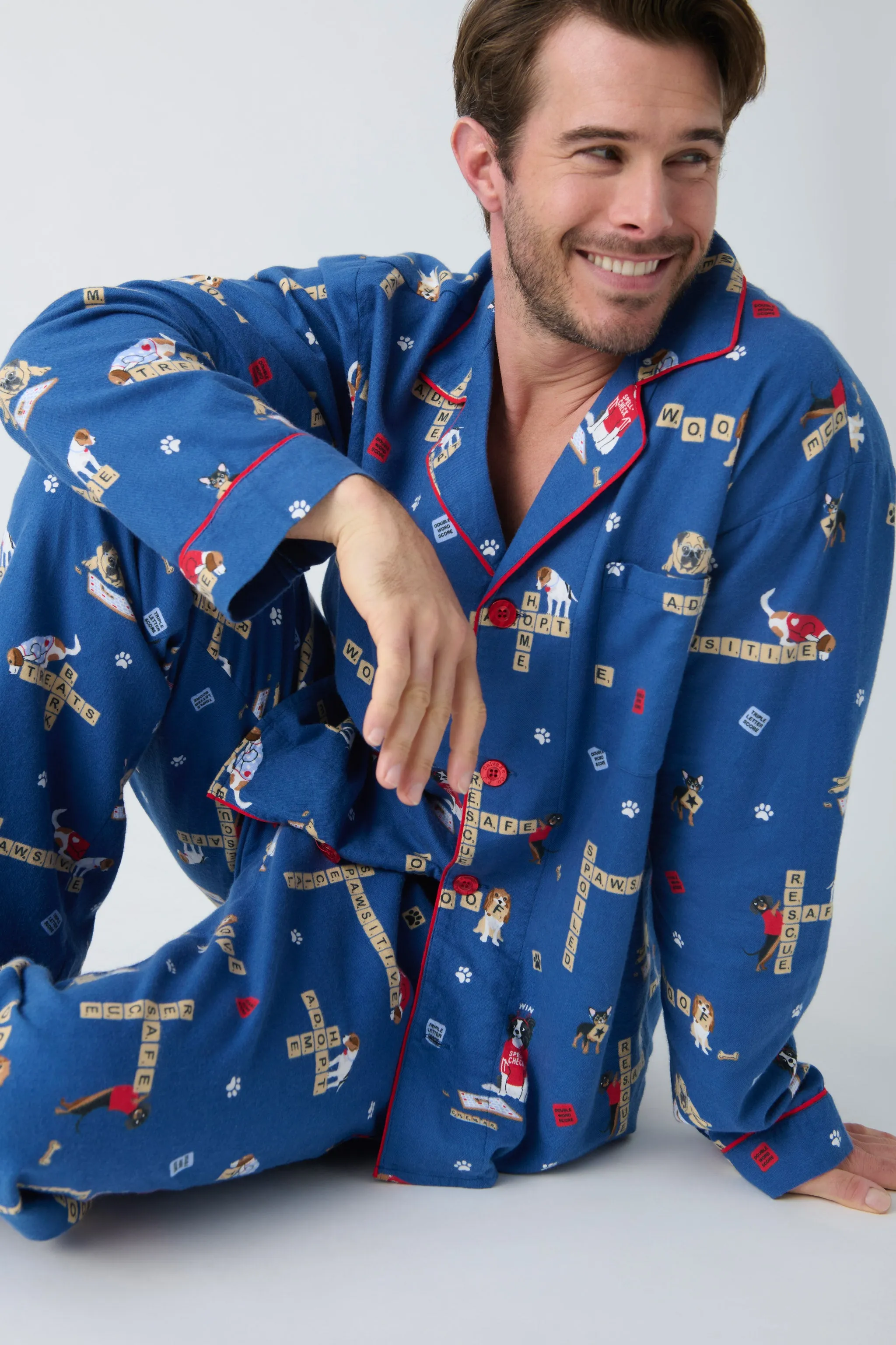 Love Leo Dog Rescue Cozy Men's Flannel PJ Set