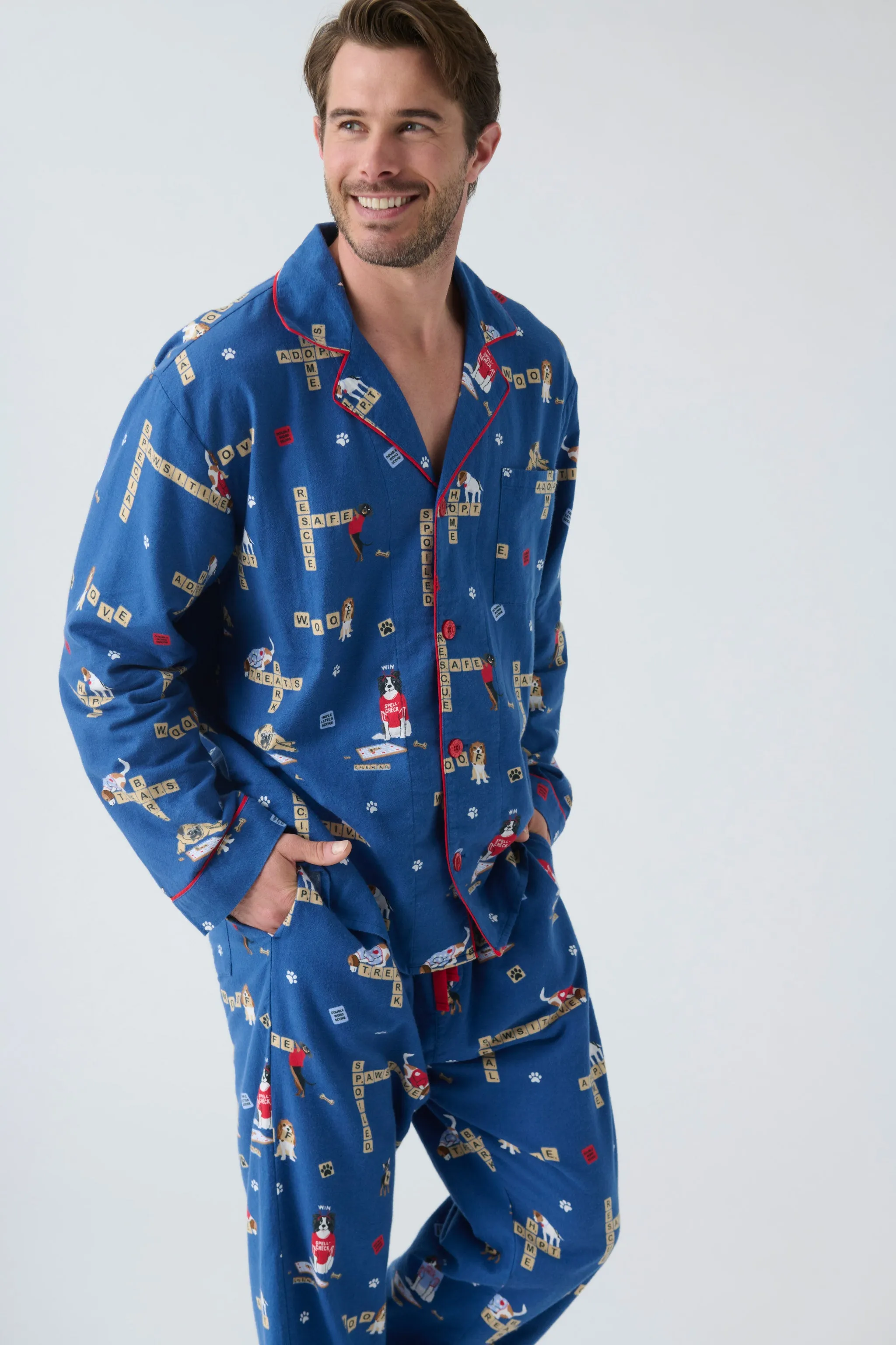 Love Leo Dog Rescue Cozy Men's Flannel PJ Set
