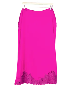 M&S Pink Lace Trimmed Satin Skirt UK 20