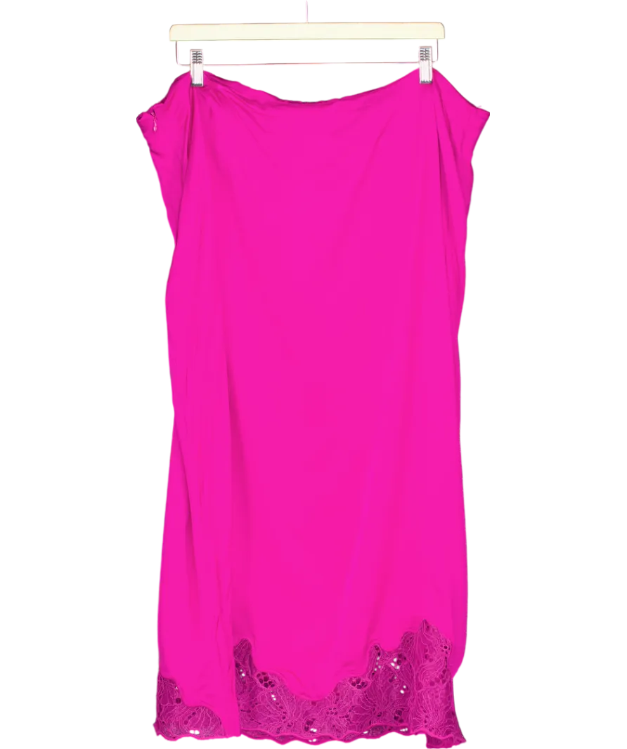 M&S Pink Lace Trimmed Satin Skirt UK 20