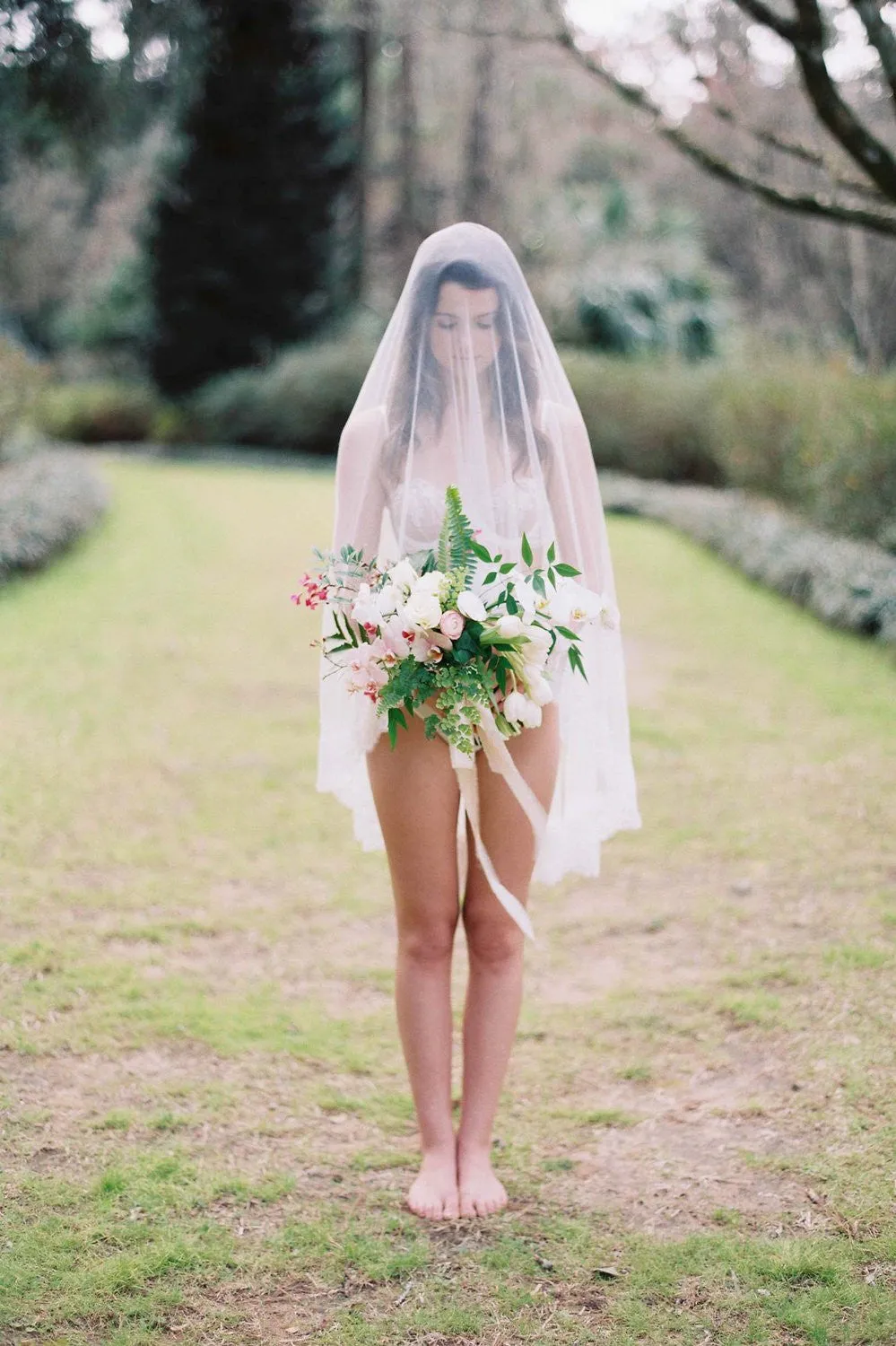 Marie Silk Tulle & French Lace Veil