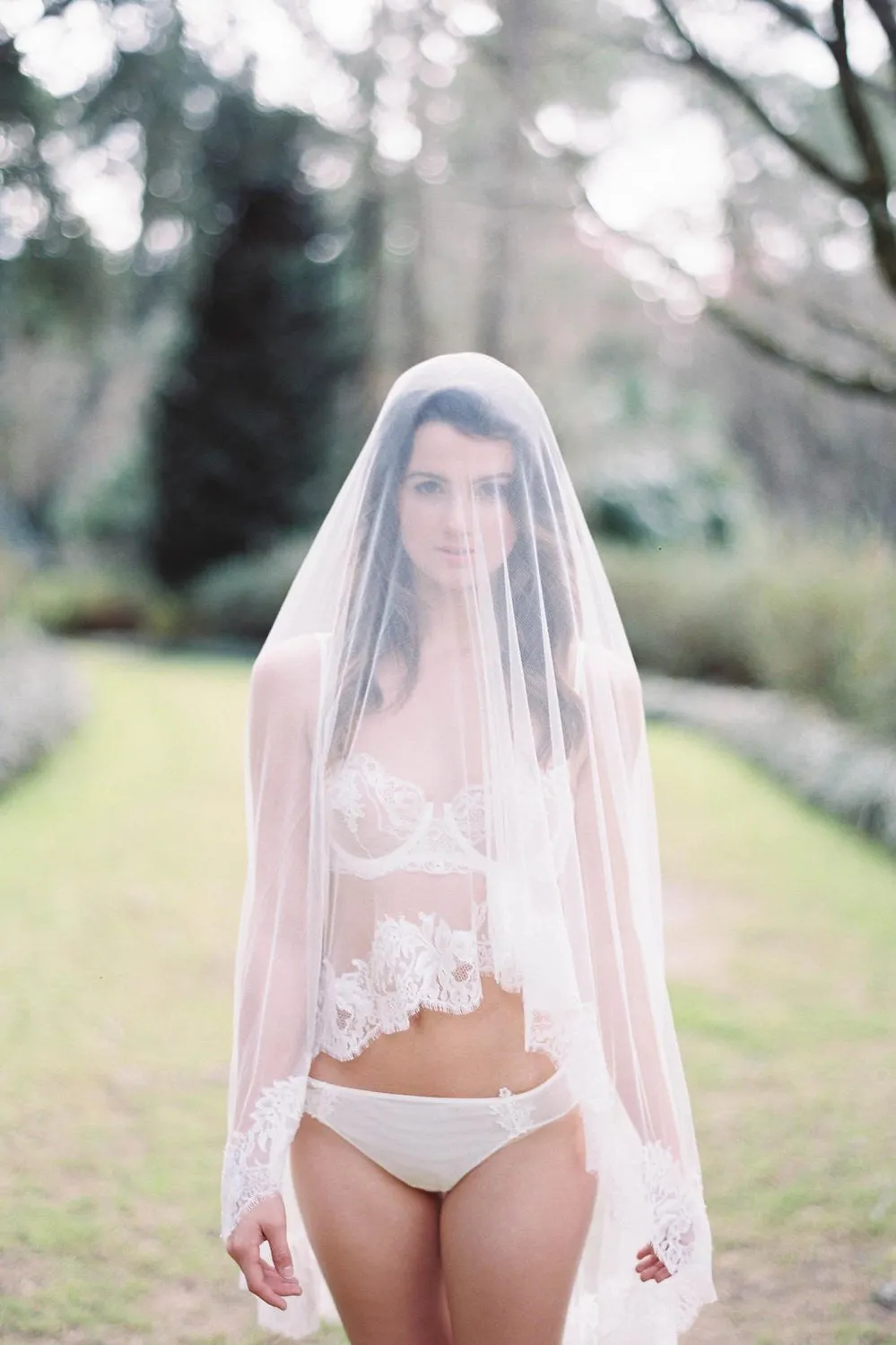 Marie Silk Tulle & French Lace Veil