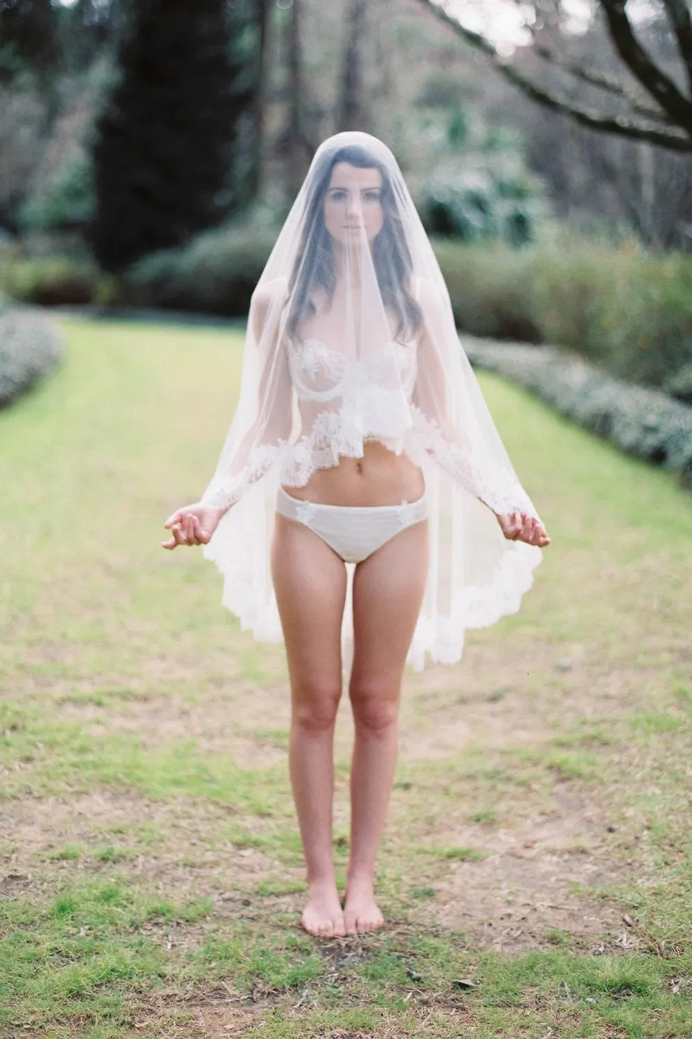 Marie Silk Tulle & French Lace Veil