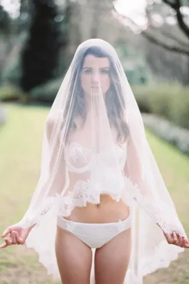 Marie Silk Tulle & French Lace Veil