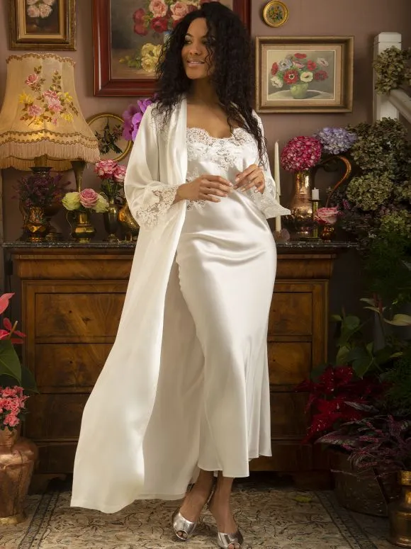 Marjolaine 'Pearl' Ivory Silk Long Nightdress