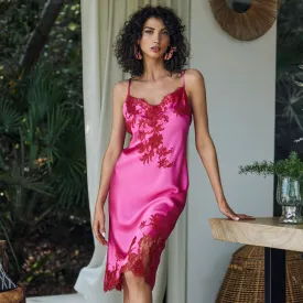 Marjolaine 'Tina' Nightdress in Dahlia and Garnet (Pink and Red)