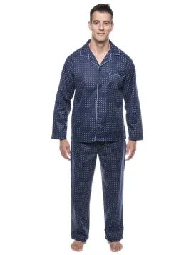Men's 100% Cotton Flannel Pajama Set - Floating Squares Dark Blue