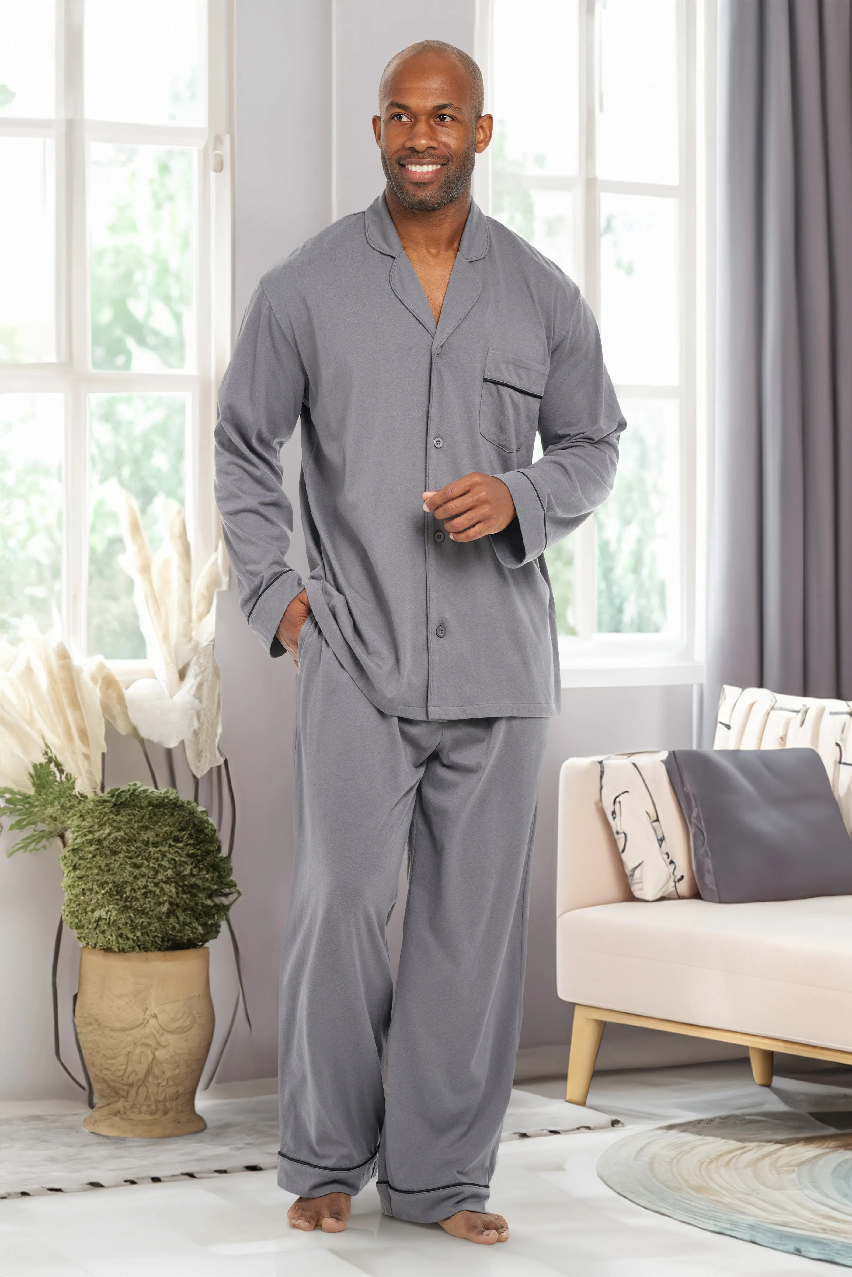 Mens Classic Knit Pajamas Set