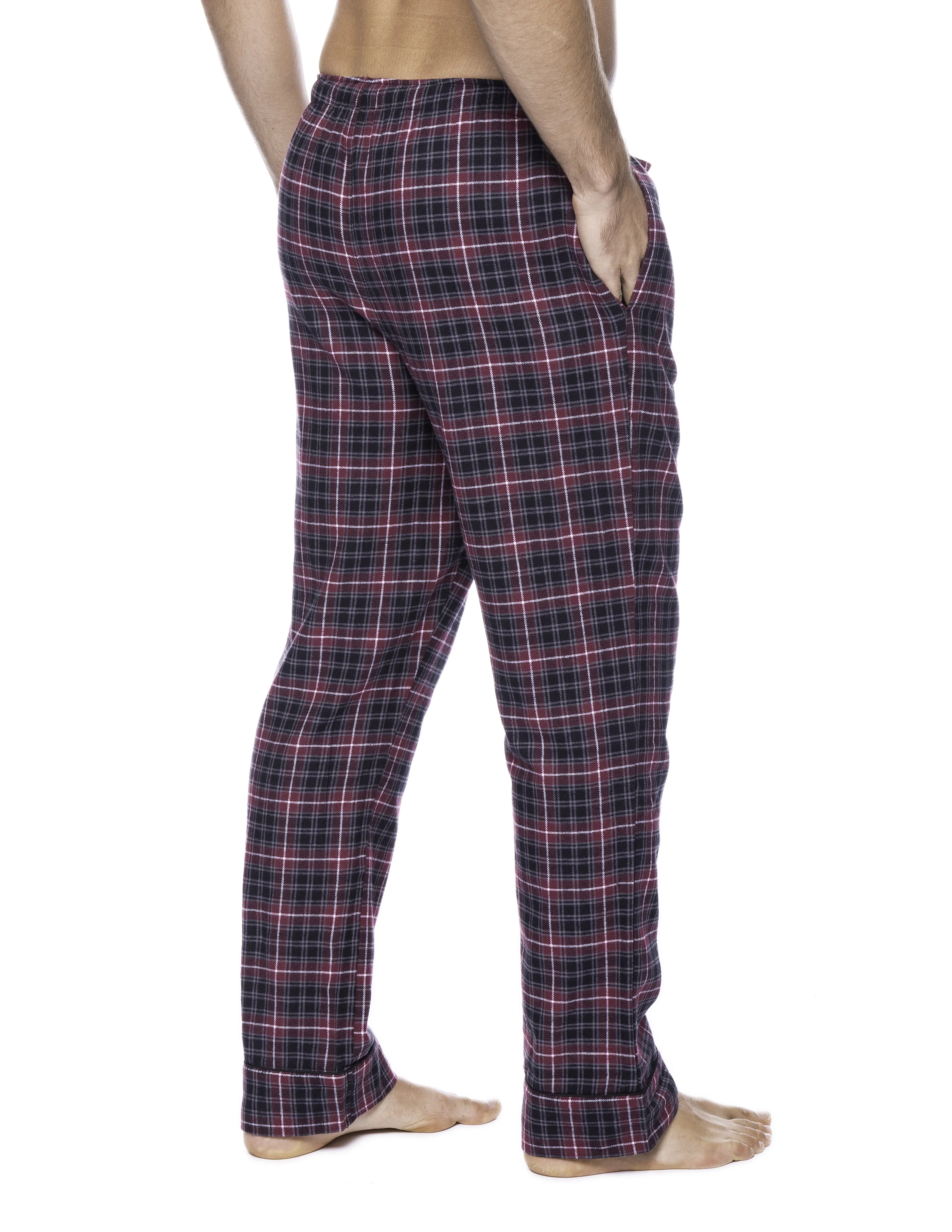 Mens Gingham 100% Cotton Flannel Lounge Pants - Plaid Navy/Black