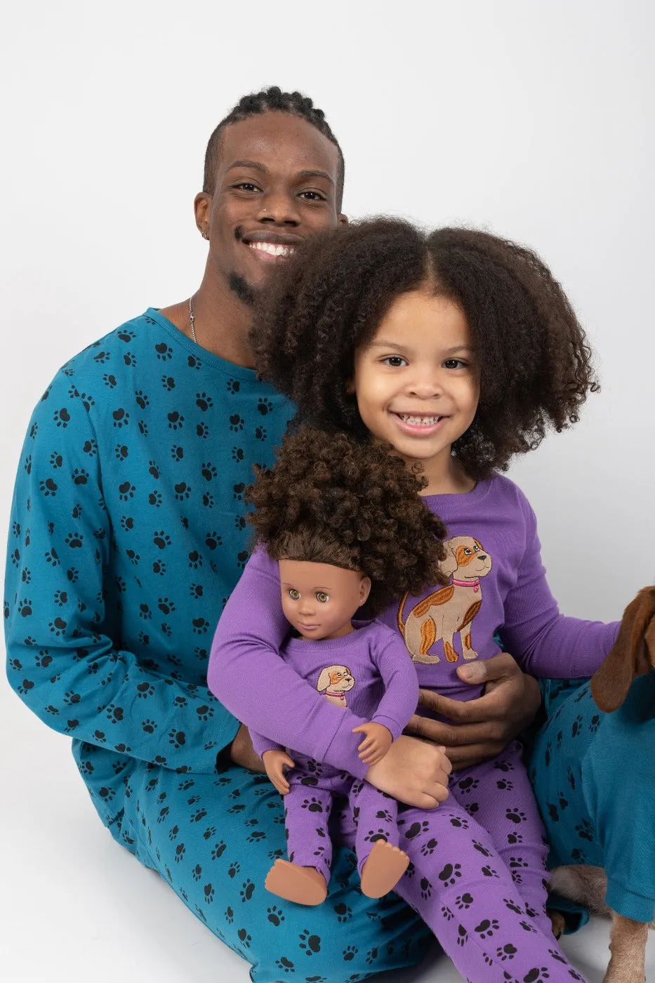 Mens Loose Fit Blue Paw Print Pajamas