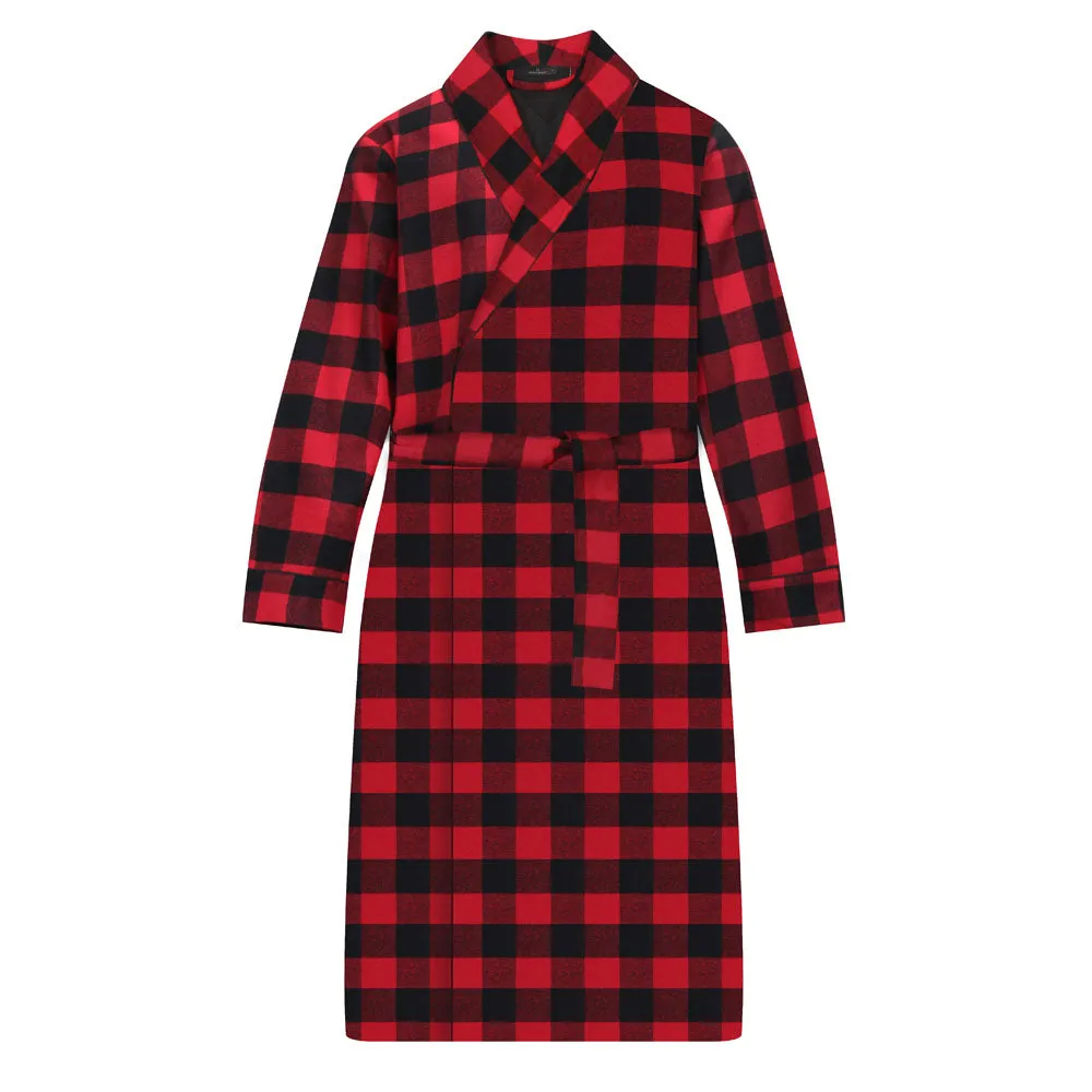 Men's Premium Flannel Robe - Buffalo Plaid Red-Black