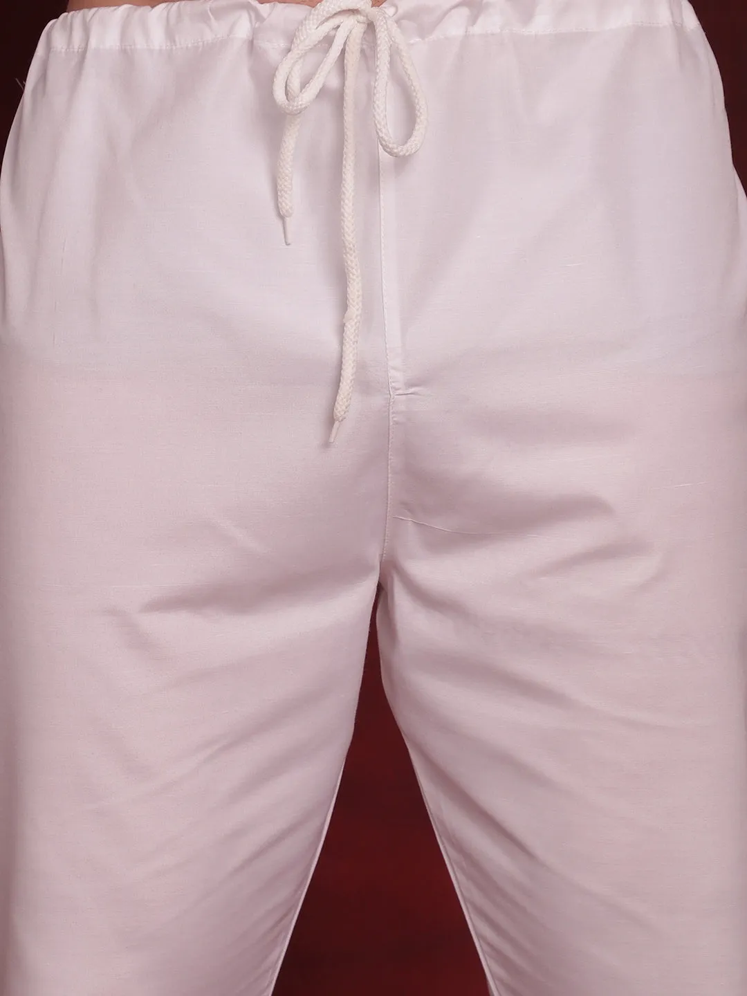 Men'S Sequin Embroidered Pure Cotton Kurta With Pyjamas