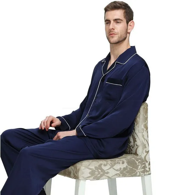 Men's silk satin pajamas suit casual wear - Men's Pajama Set
