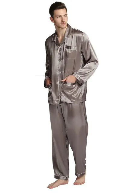 Men's silk satin pajamas suit casual wear - Men's Pajama Set