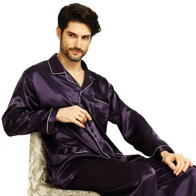 Men's silk satin pajamas suit casual wear - Men's Pajama Set