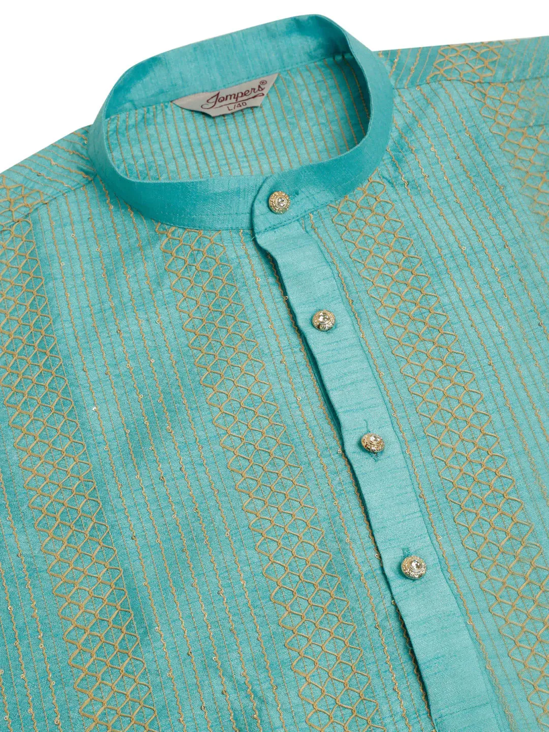 Men'S Sky Blue Embroiderd Kurta Pajama