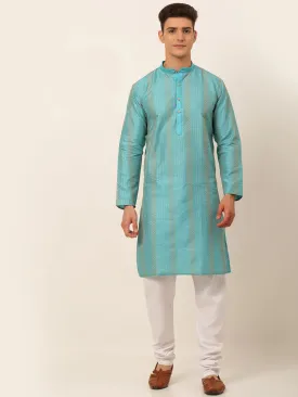Men'S Sky Blue Embroiderd Kurta Pajama
