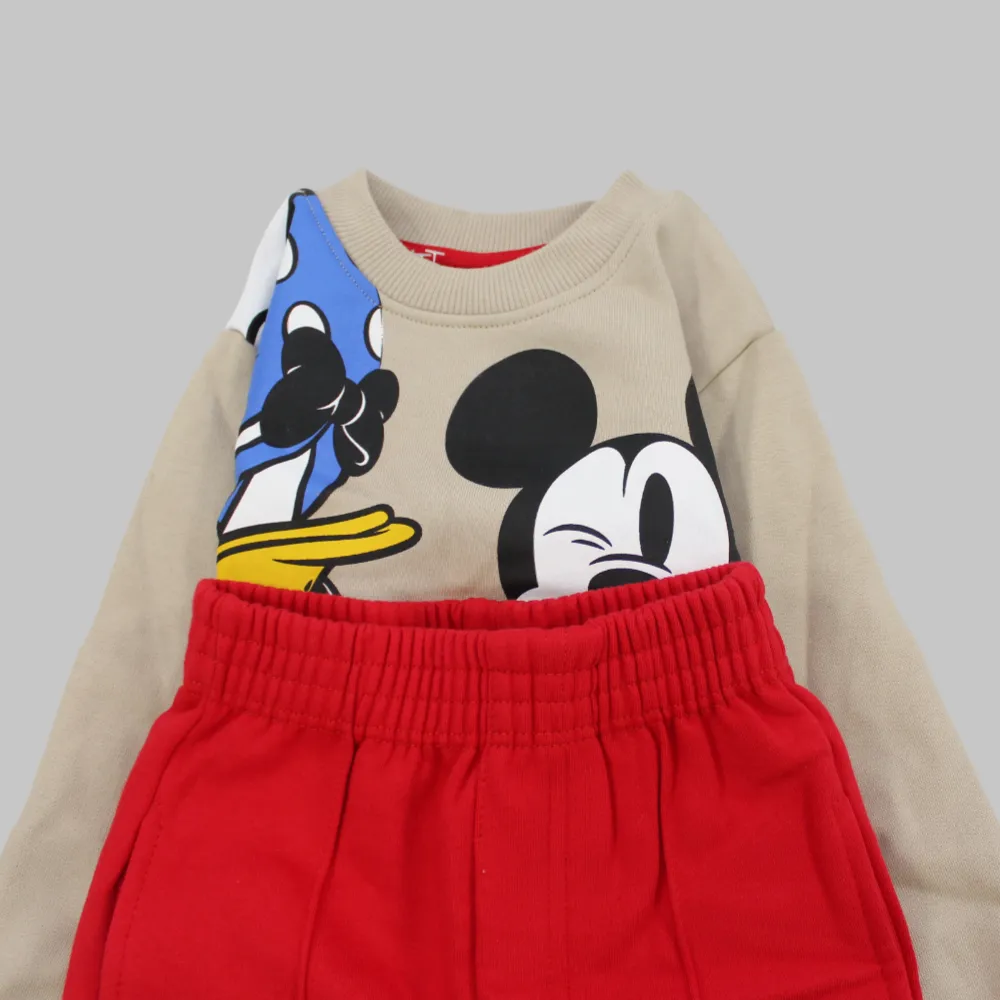 Mickey Mouse & Donald Duck Long-Sleeved Fleeced Pajama