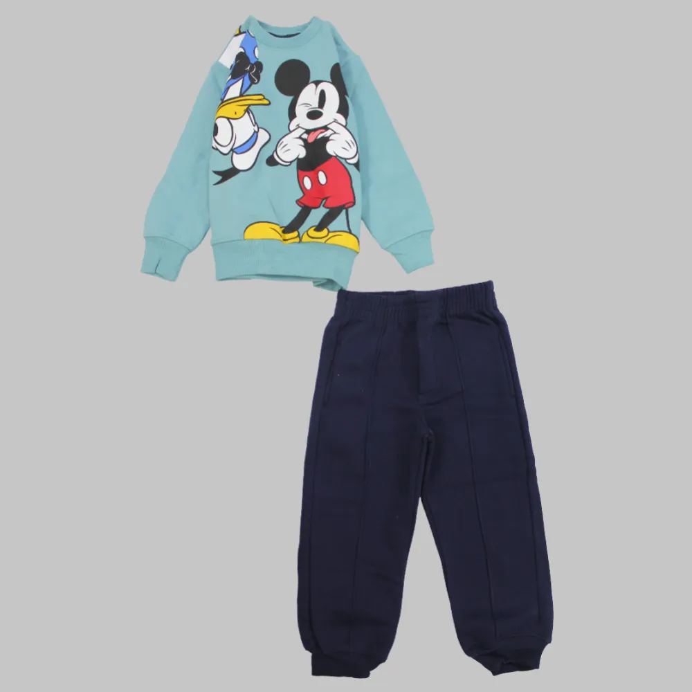 Mickey Mouse & Donald Duck Long-Sleeved Fleeced Pajama