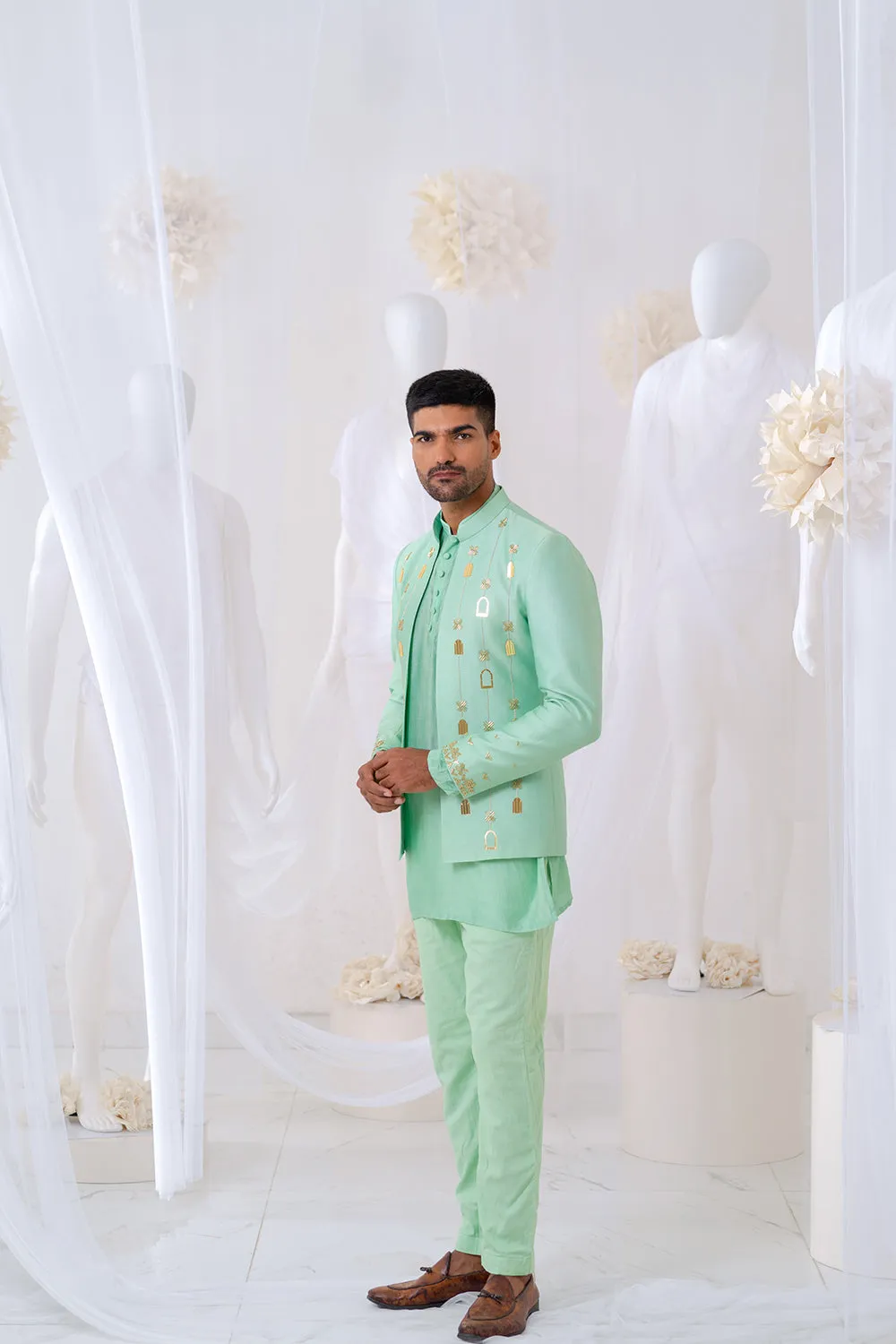 Mint Khidki Jodhpuri Set