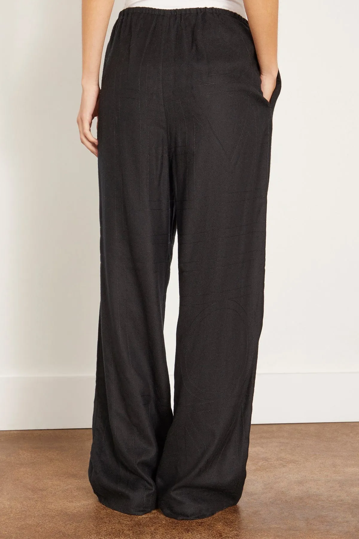 Monogram Flannel Pajama Bottoms in Black