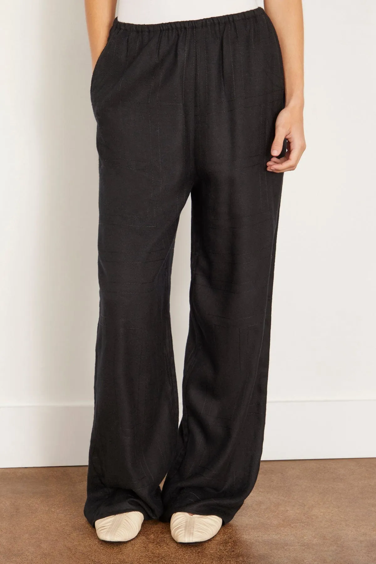 Monogram Flannel Pajama Bottoms in Black