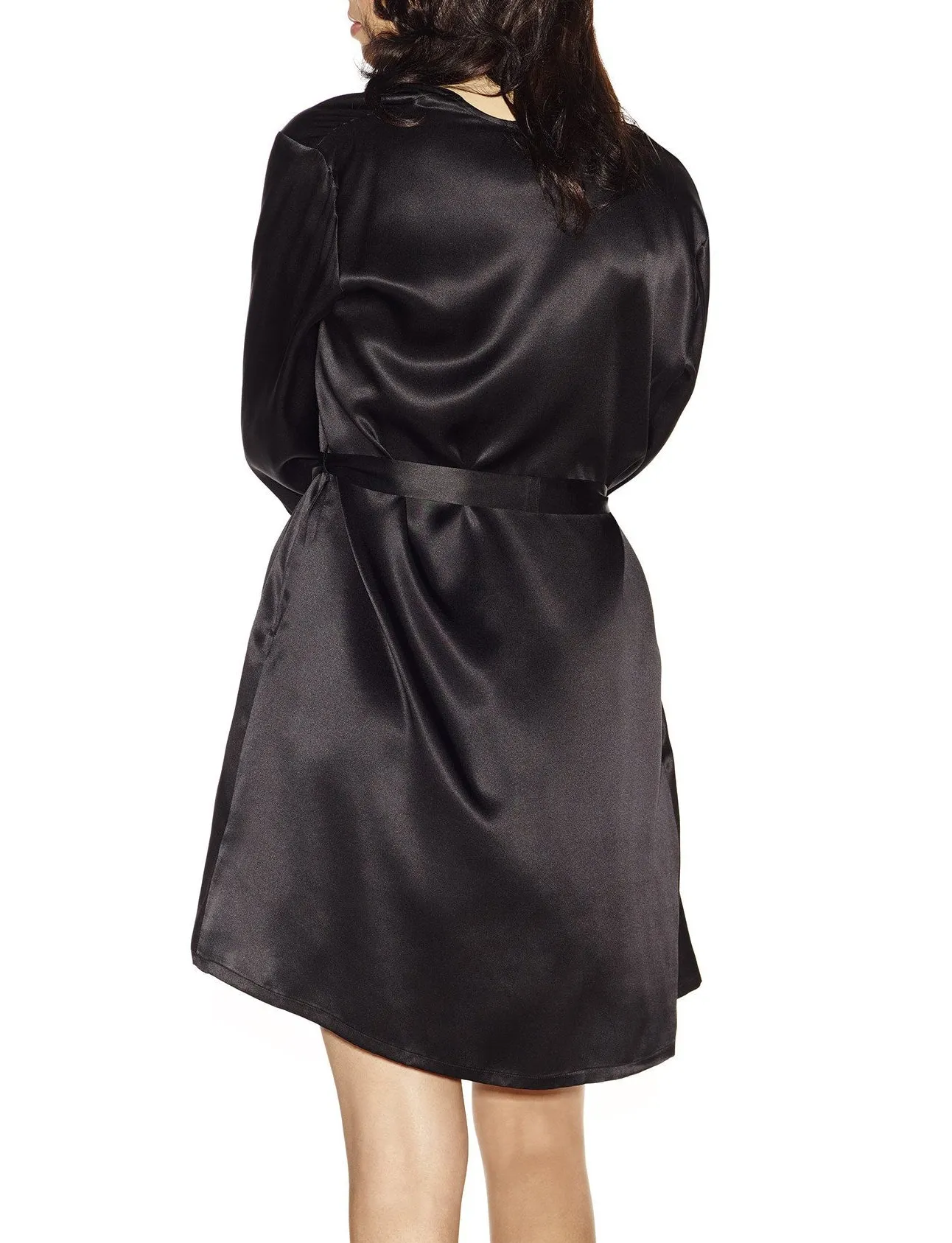 MORGAN Silk Short Robe in Black