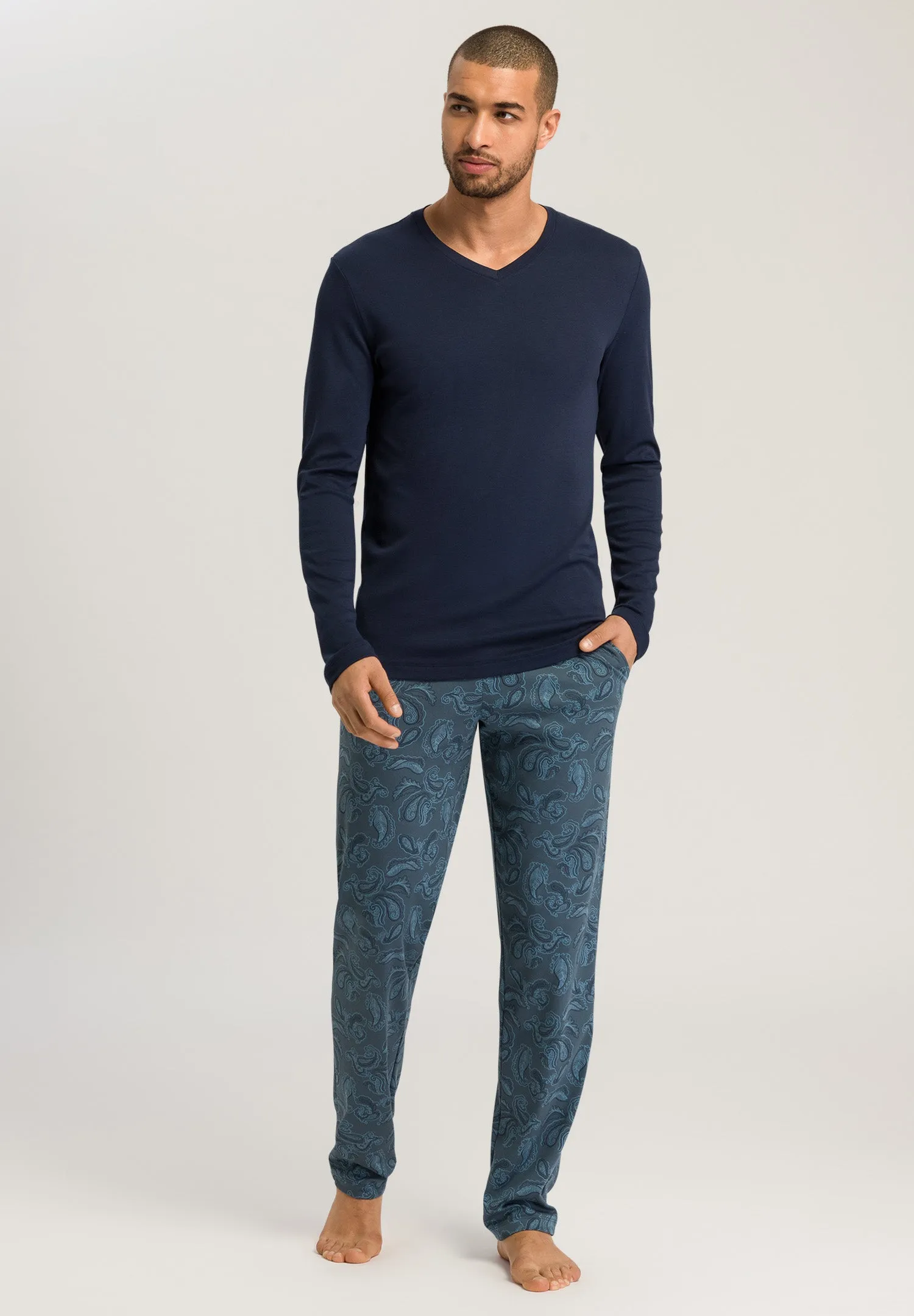 Night And Day Cotton V-Neck Pajama Set | Aqua Paisley 75462-2397