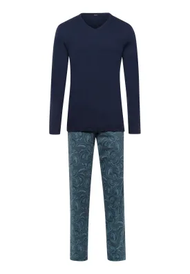 Night And Day Cotton V-Neck Pajama Set | Aqua Paisley 75462-2397