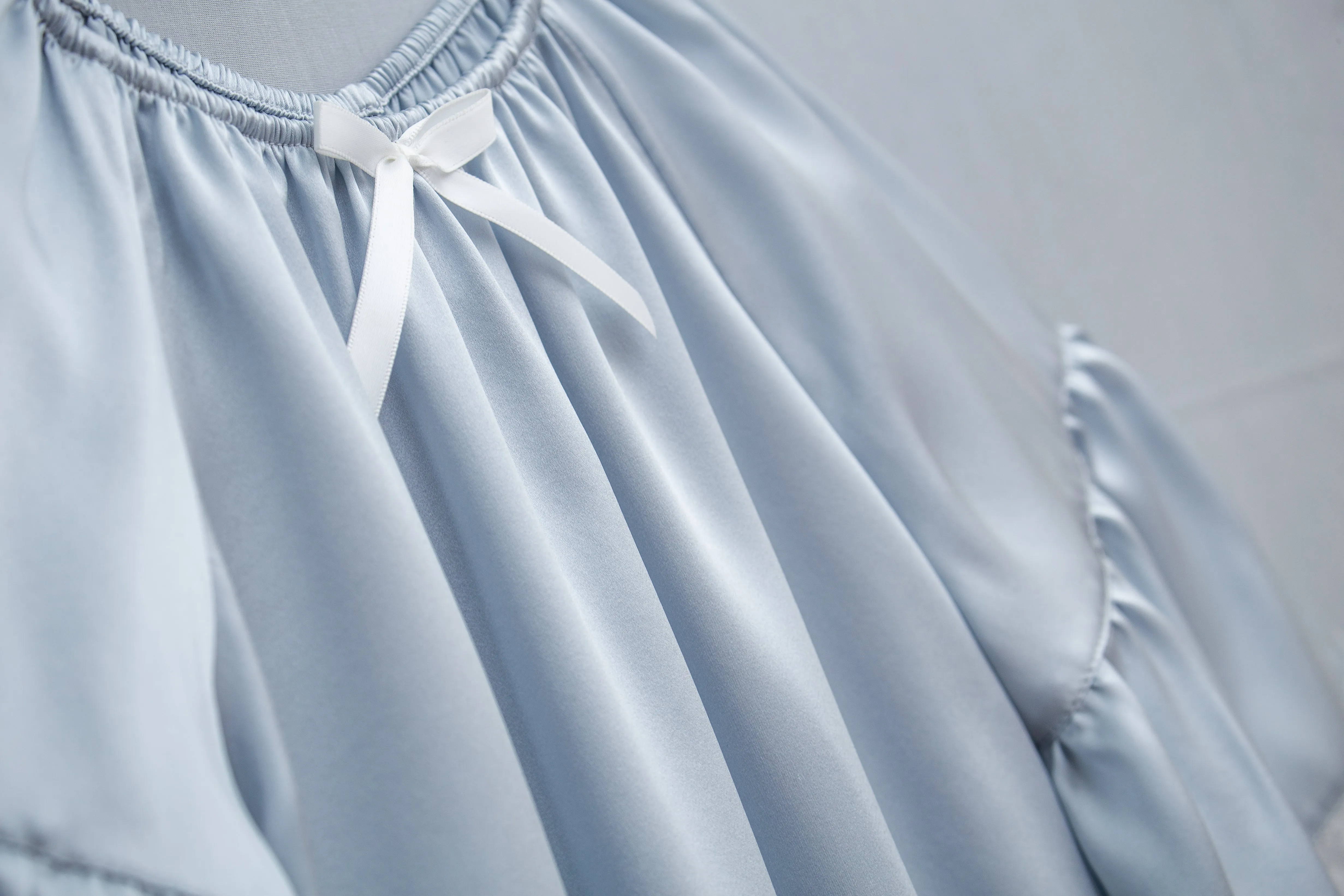 OFELIA - GIRLS SILK NIGHTDRESS ICE BLUE